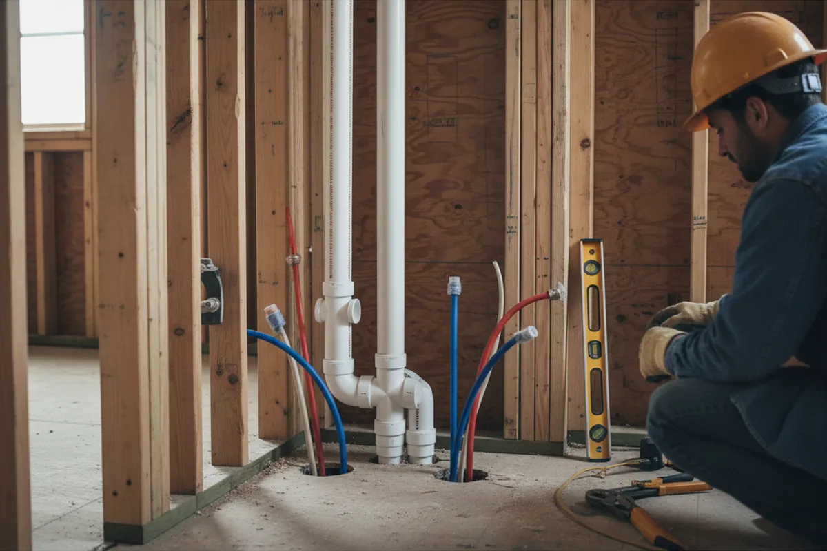 Drain and supply rough-in during Sump Pump Repair in South Boston