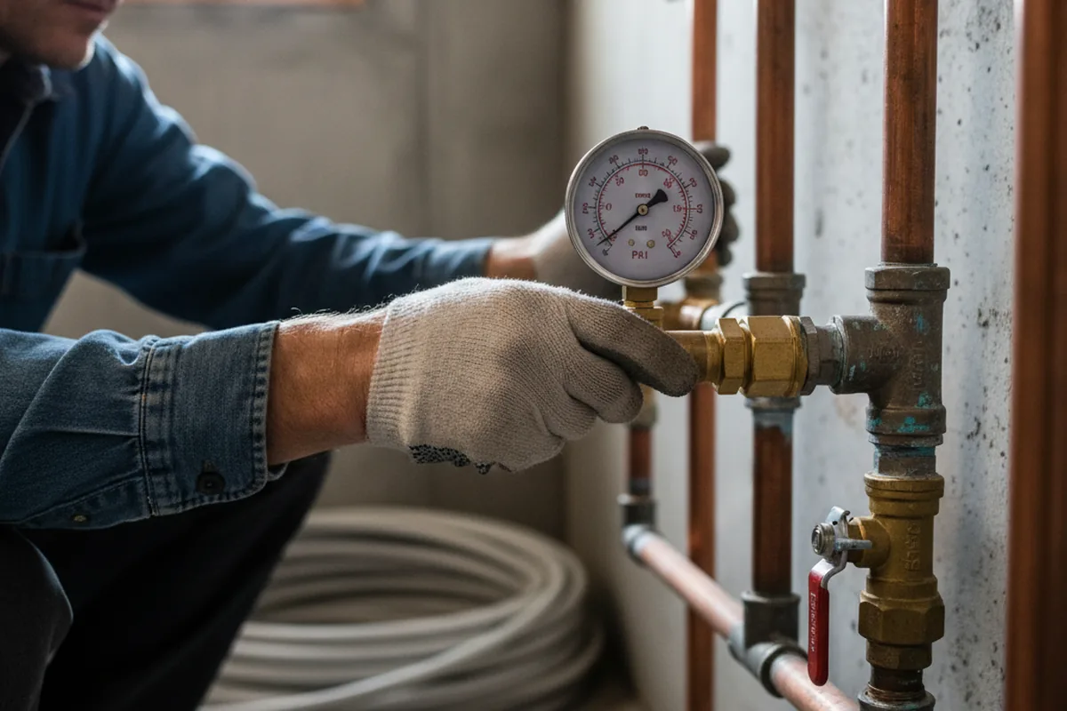 Pressure testing a repaired line during Water Line Repair in South Boston